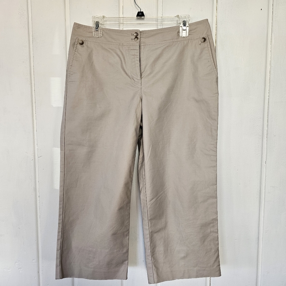 Ann Taylor Pants - Ann Taylor Margot Khaki Wide Leg Capri Pants sz 10